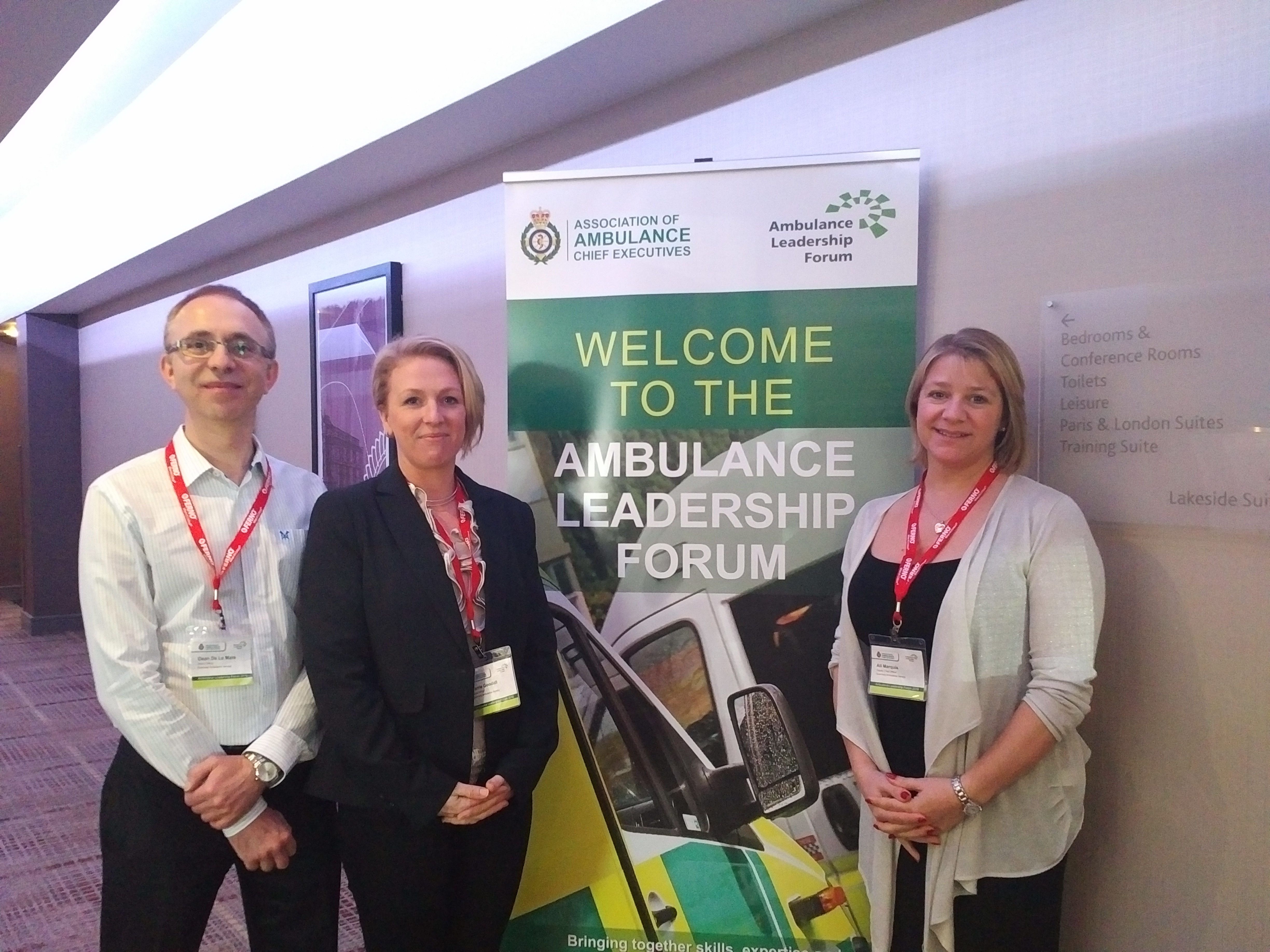Senior St John Emergency Ambulance Service officers Dean De la Mare, Carrie Goodall and Deputy Chief Officer Ali Marquis at the Ambulance Leadership forum 